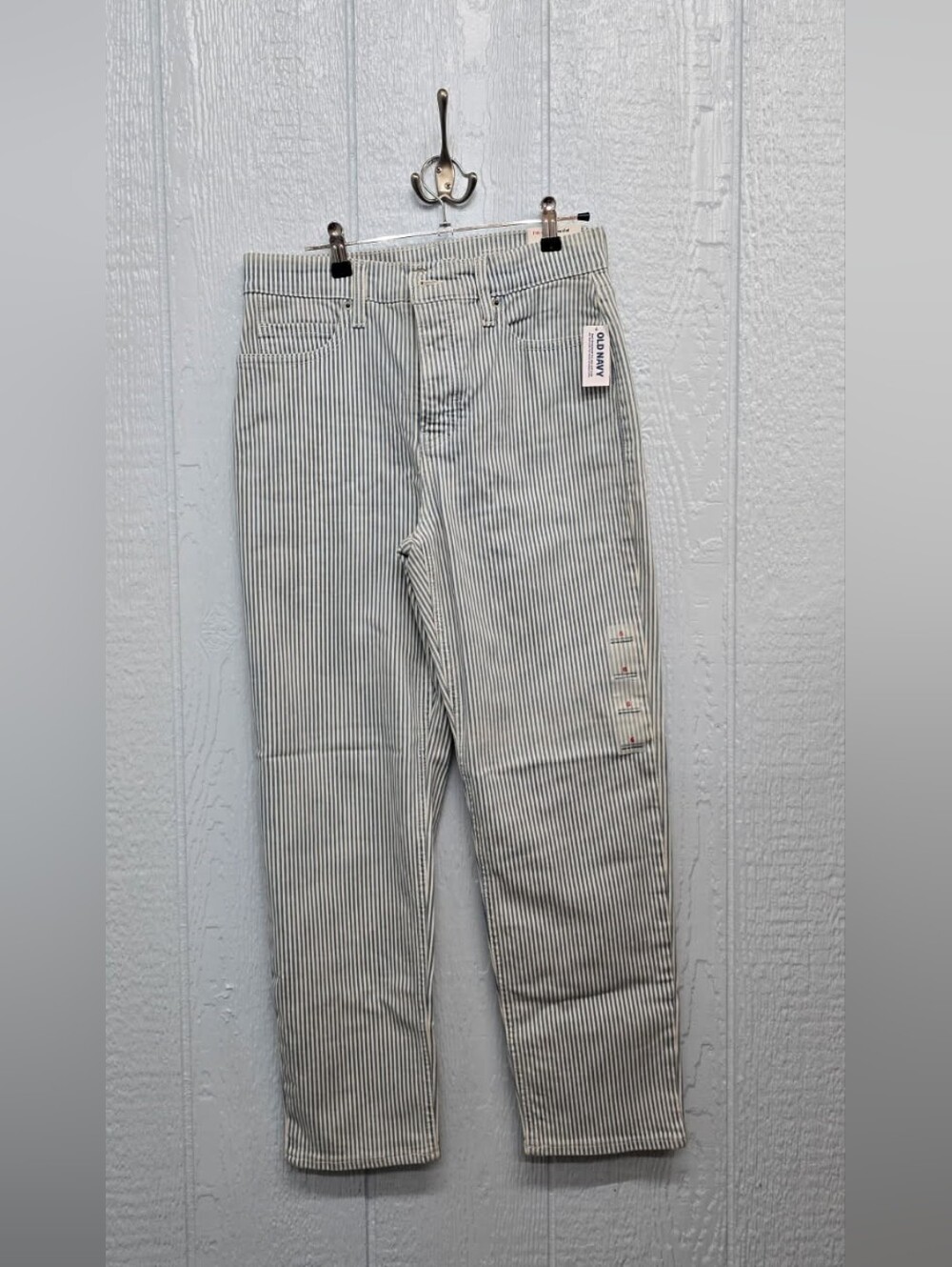 New Size 6 Old Navy Vertical Pinstripe Jeans - White & Navy